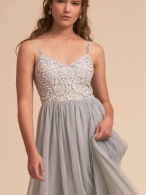 bhldn high-neck ruffle printed organza maxi dress BHLDN